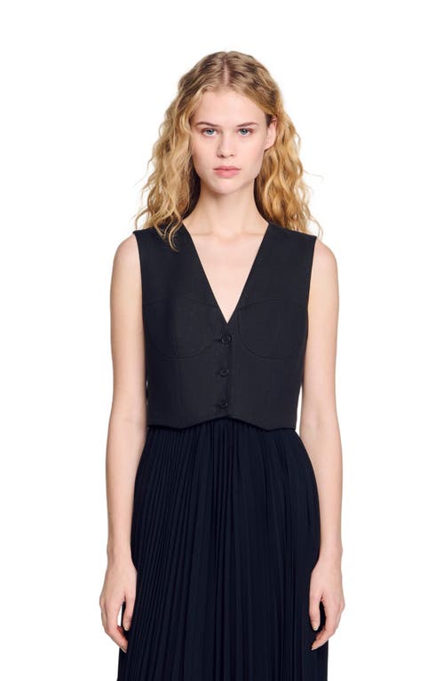 Sandro Pleated Maxi Dress In Black