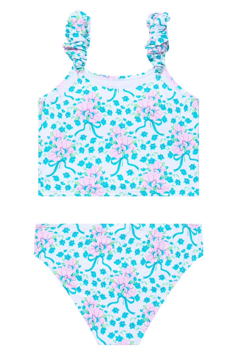 Kids' Puff Strap Two-Piece Swimsuit, Alternate, color, WHITE