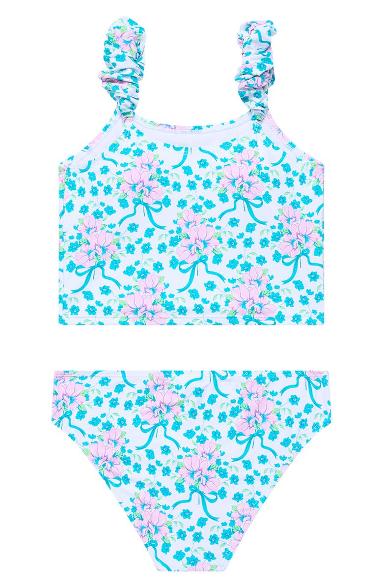 Beach Lingo Kids' Puff Strap Two-Piece Swimsuit, Alternate, color, White