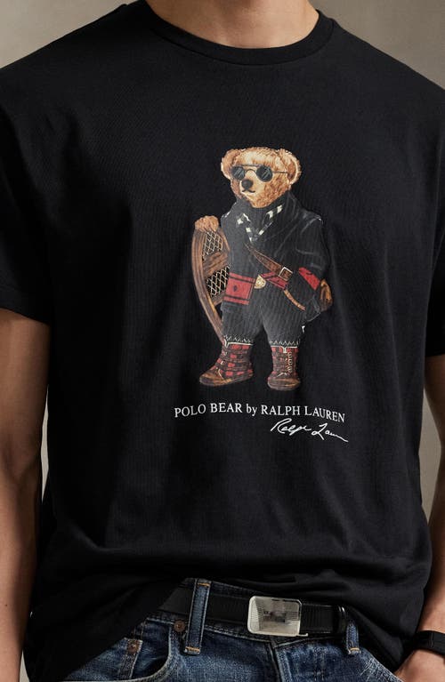 Polo Ralph Lauren Slim-fit Crew Neck T-shirt With Graphic Bear Print In Black