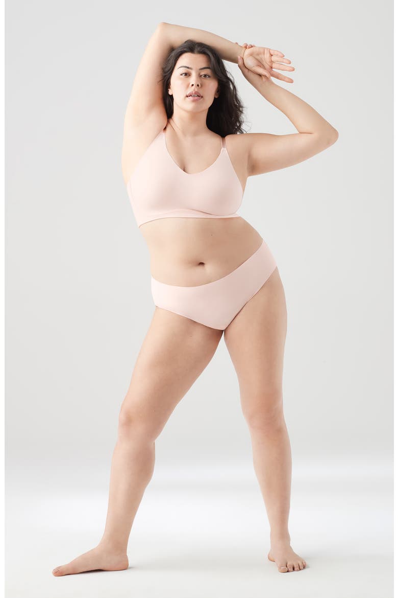 True Body Triangle Adjustable Strap Full Cup Soft Form Band Bra, Alternate, color, PEONY