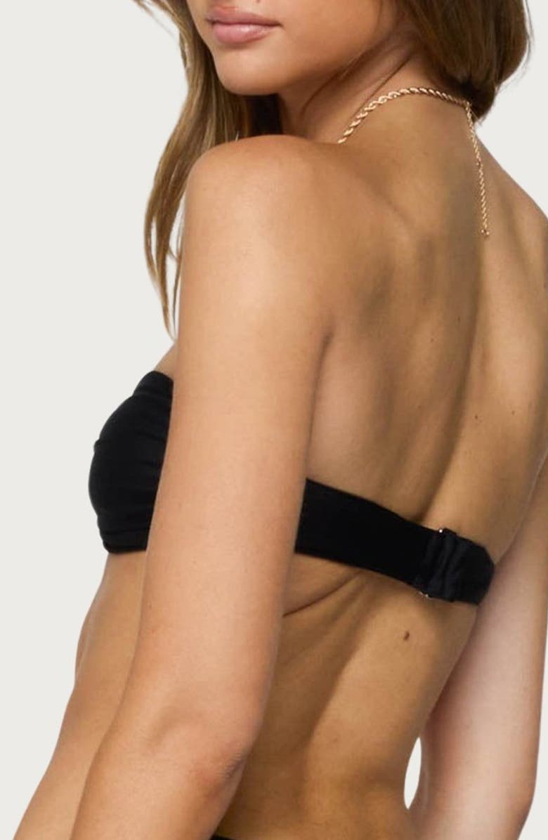 EDIKTED Starfish Bandeau Bikini Top, Alternate, color, Black