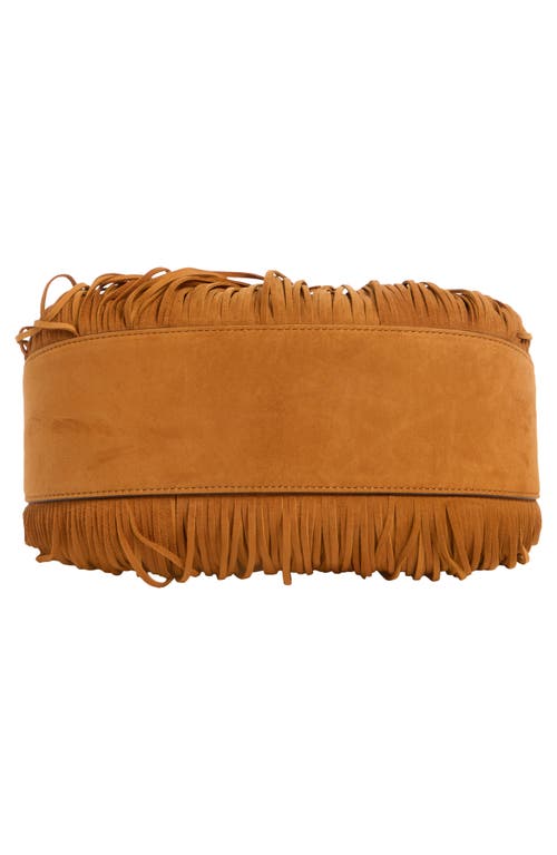 Stuart Weitzman Crescent Fringe Crossbody Bag In Brown