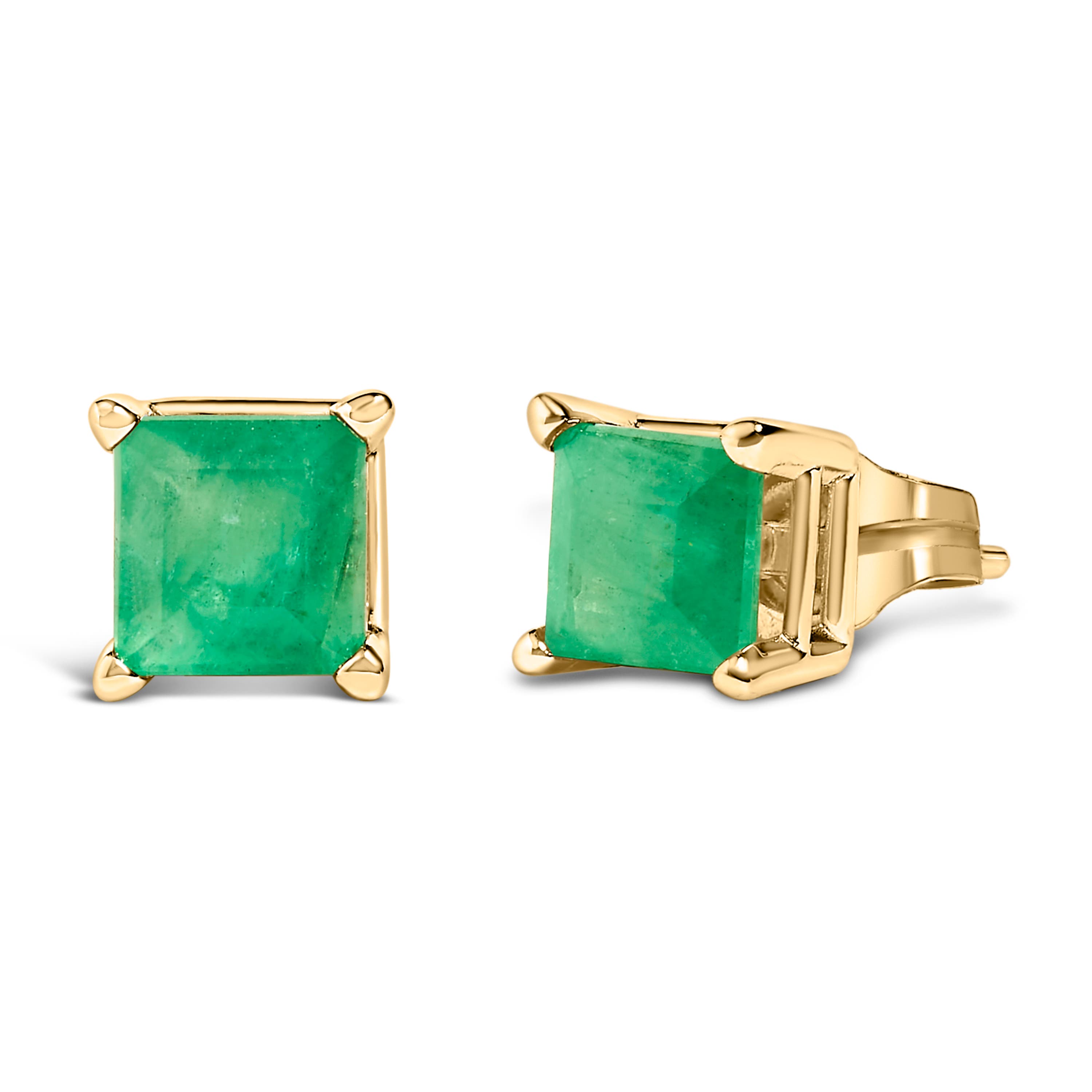 Haus of Brilliance 14K Gold 5x5MM Princess Cut Gemstone Solitaire Stud ...