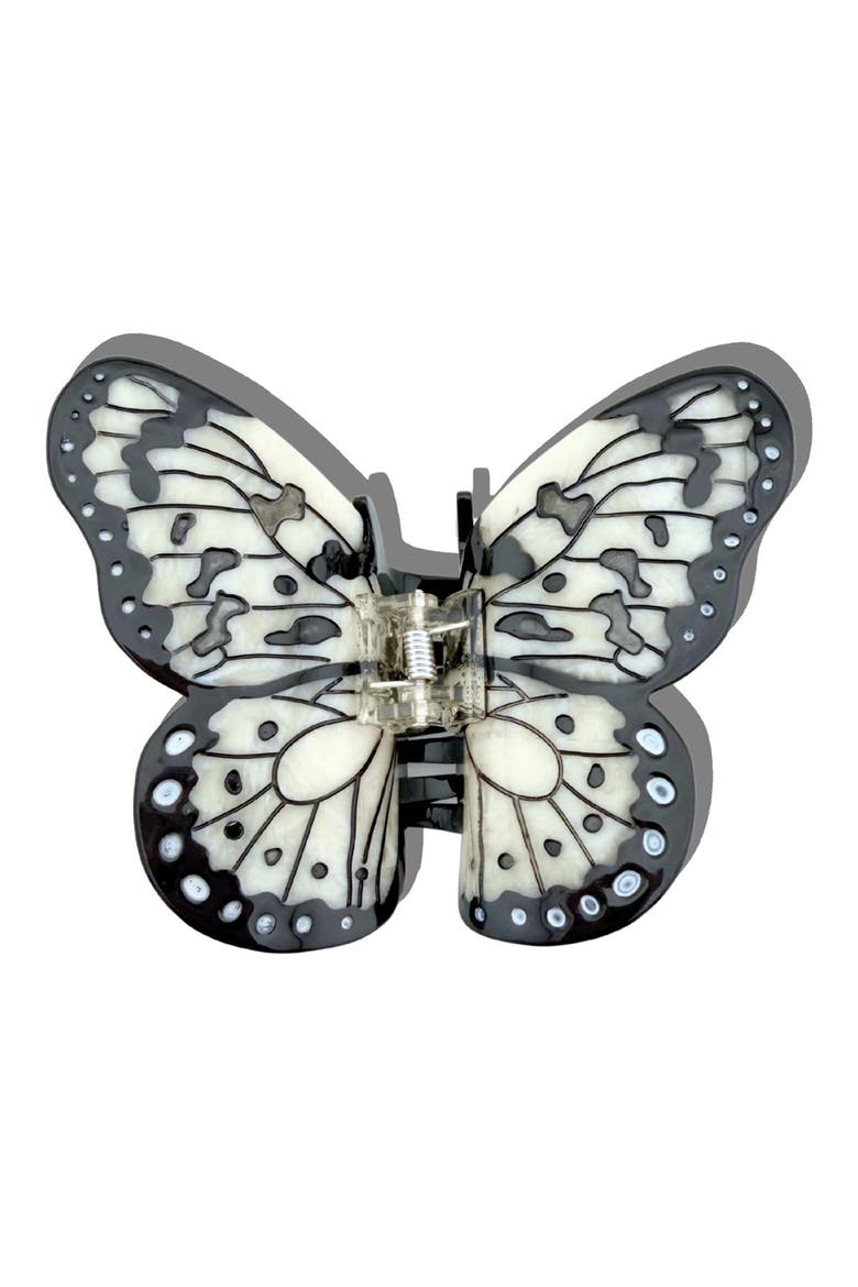 Paper Kite Butterfly Hair Claw Clip, Main, color, BLACK/ CREAM
