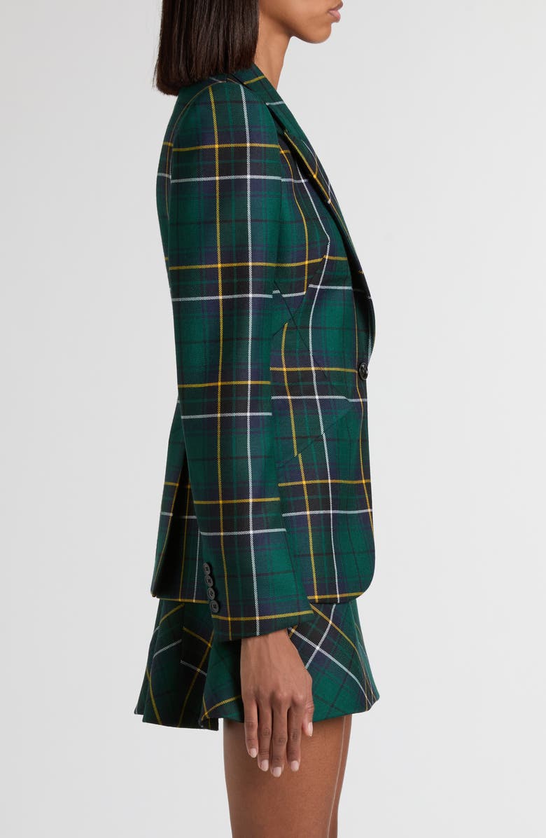 McQueen Tartan Peak Shoulder Wool Blazer, Alternate, color,