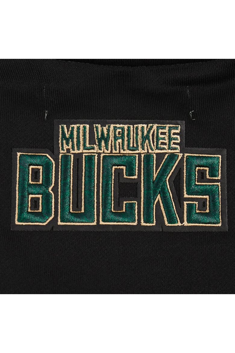 Women's Pro Standard Black Milwaukee Bucks Area Code Cropped Pullover Sweatshirt, Alternate, color, Black