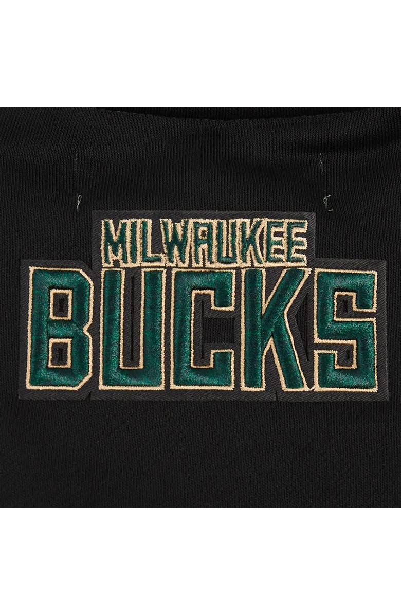 PRO STANDARD Women's Pro Standard Black Milwaukee Bucks Area Code Cropped Pullover Sweatshirt, Alternate, color, Black
