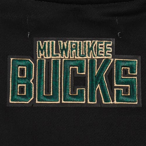 Pro Standard Black Milwaukee Bucks Area Code Cropped Pullover Sweatshirt