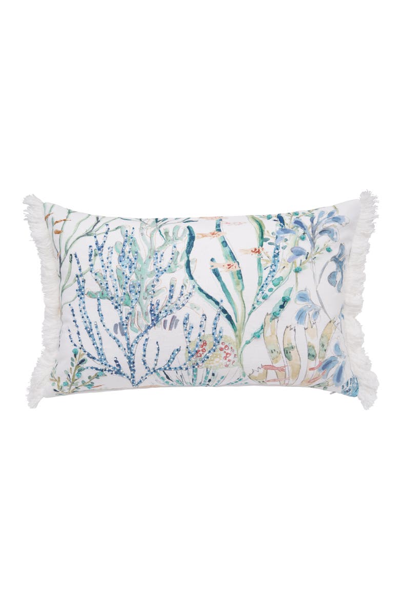 Coralie Sound Cotton Blend Lumbar Accent Pillow 14" x 18", Main, color, Blue