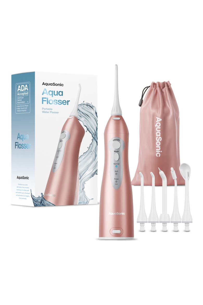 Aqua Flosser Cordless Rechargeable Water Flosser in Rose Gold, Main, color, ROSE GOLD