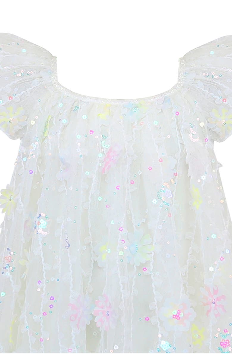 Zunie Kids' Sequin & Floral Appliqué Float Dress, Alternate, color, Ivory