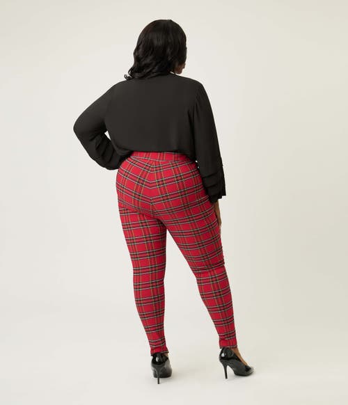 Unique Vintage Plus Size Rizzo Cigarette Pants In Red