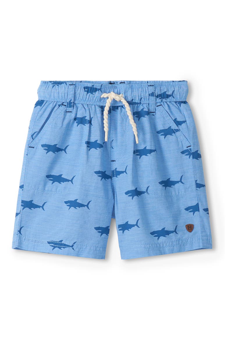 Kids' Shark Print Cotton Shorts, Main, color, FRENCH BLUE
