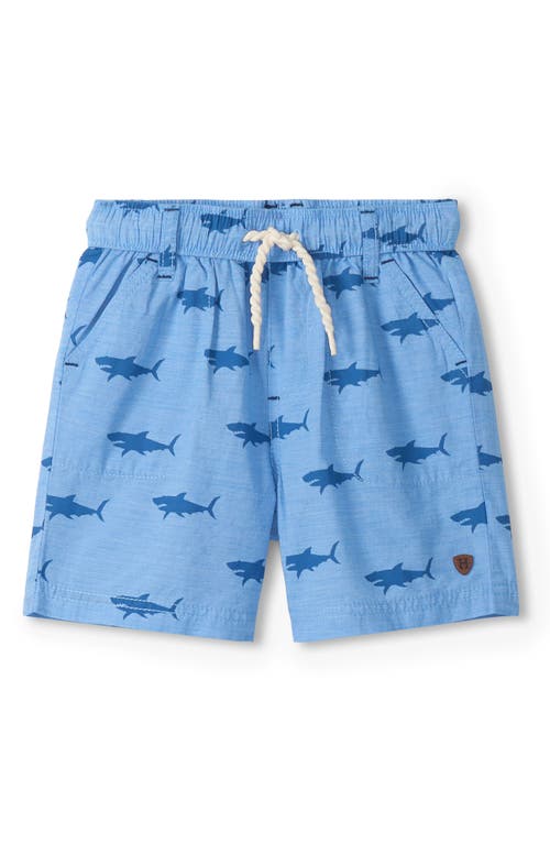 Hatley Kids' Shark Print Cotton Shorts In Brown