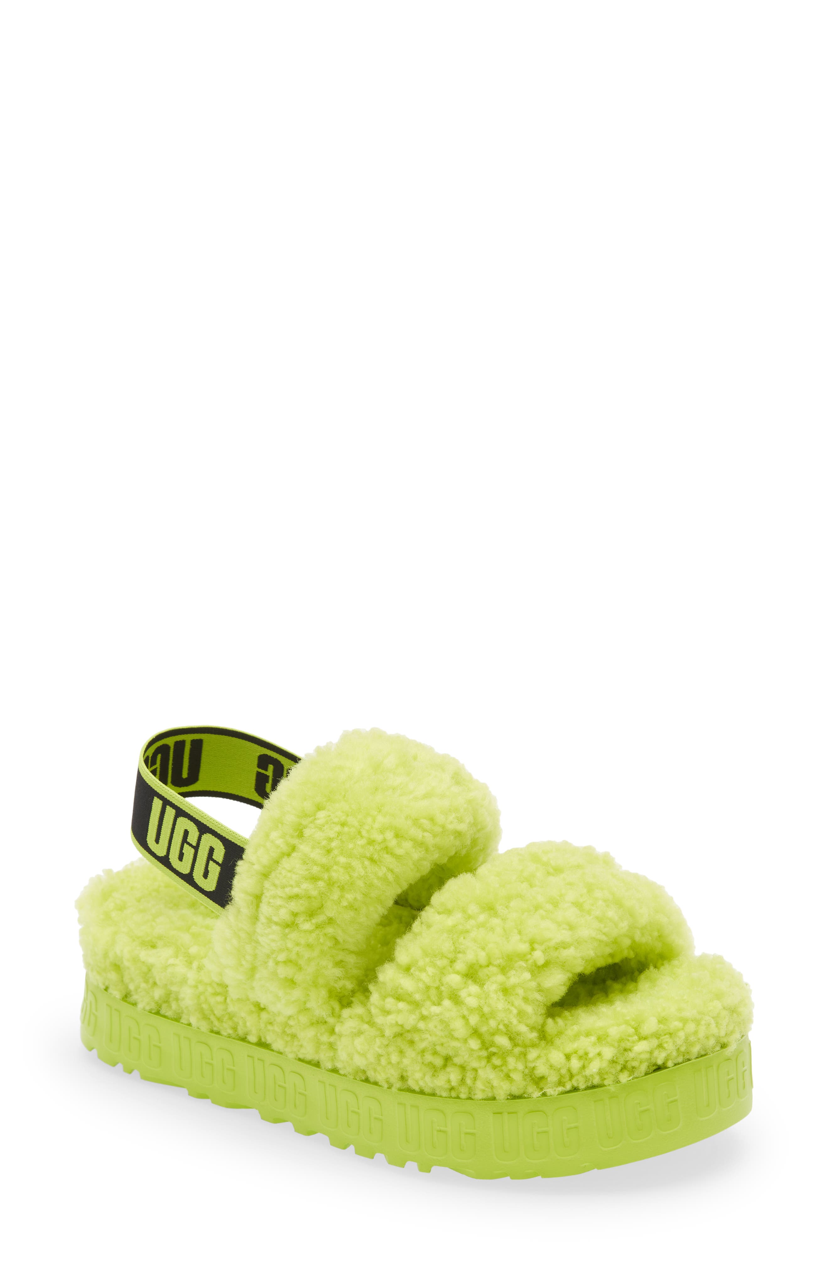 Oh Fluffita Genuine Shearling Slingback Sandal, Main, color, KEY LIME