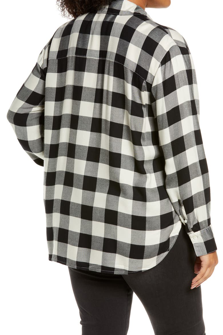 Plaid Boyfriend Shirt, Alternate, color, IVORY- BLACK BUFFALO PLAID