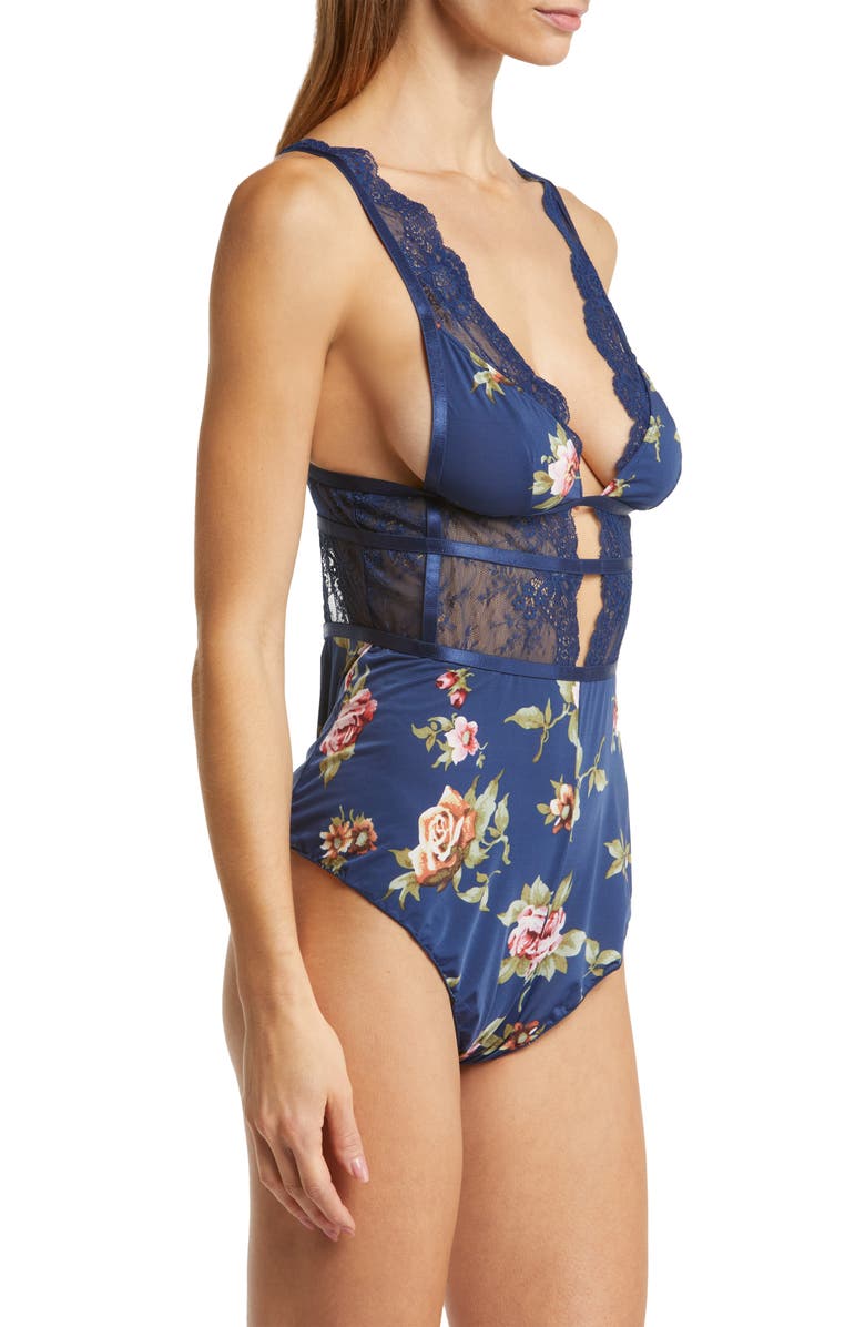 Oh La La Cheri Naeva Floral Print Lacy Teddy, Alternate, color, 
