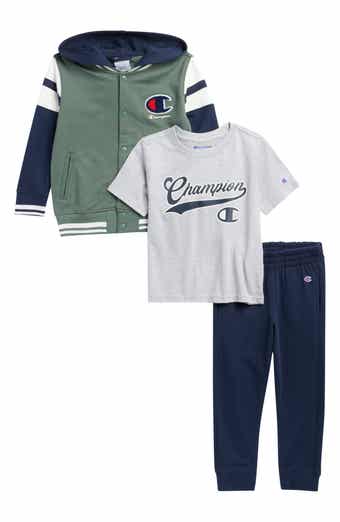 Kids' Double Fleece Hooded Jacket, Graphic T-Shirt & Joggers Set