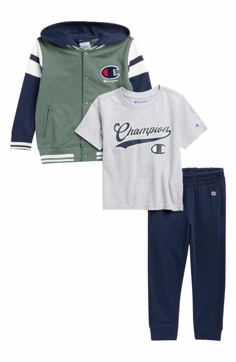 Kids' Double Fleece Hooded Jacket, Graphic T-Shirt & Joggers Set