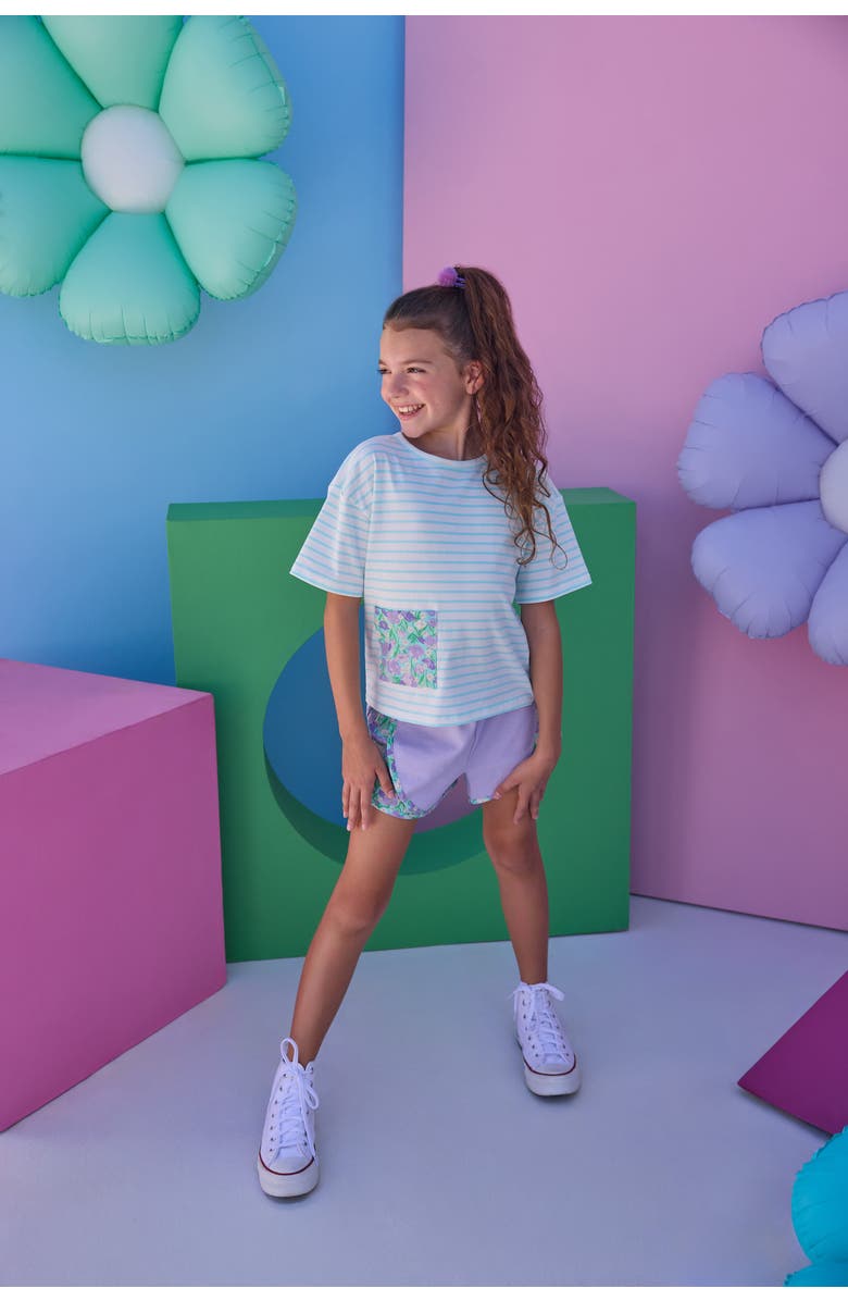 BISBY Kids' Boxy Stripe Tee, Alternate, color, Tillies Tulips