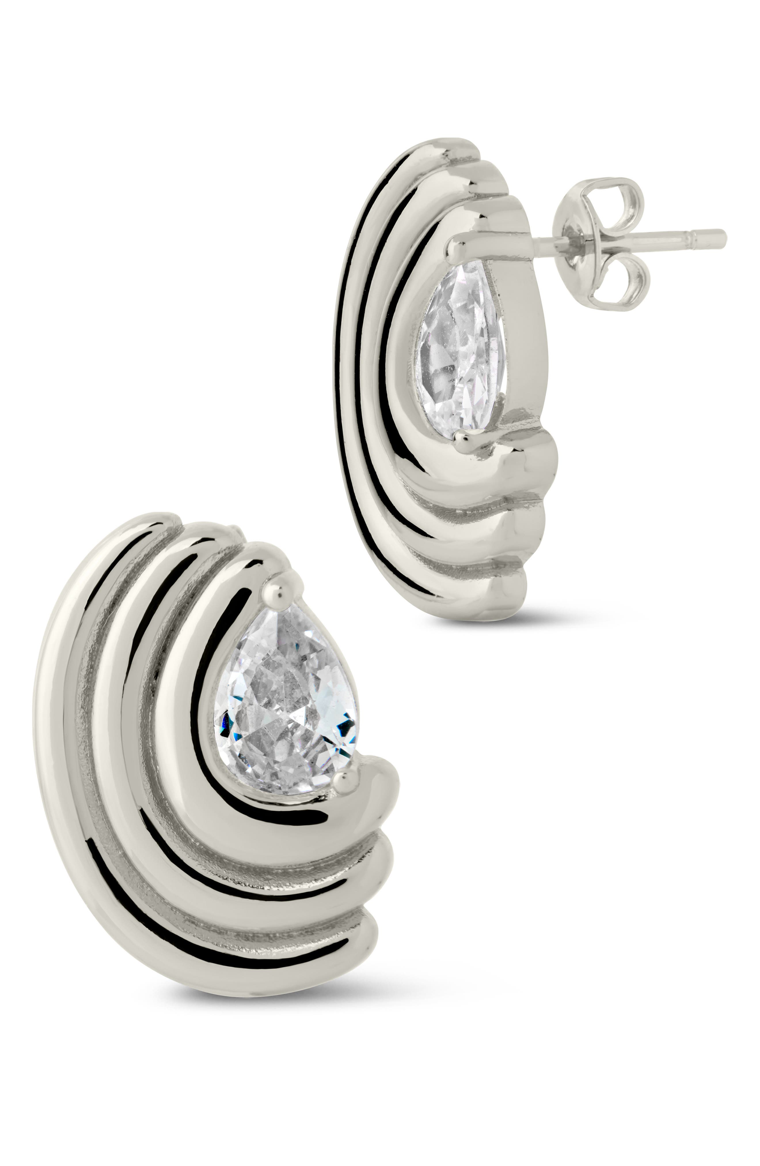 Sterling Forever Kouign Amann Cubic Zirconia Stud Earrings