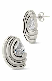 Sterling Forever Kouign Amann Cubic Zirconia Stud Earrings