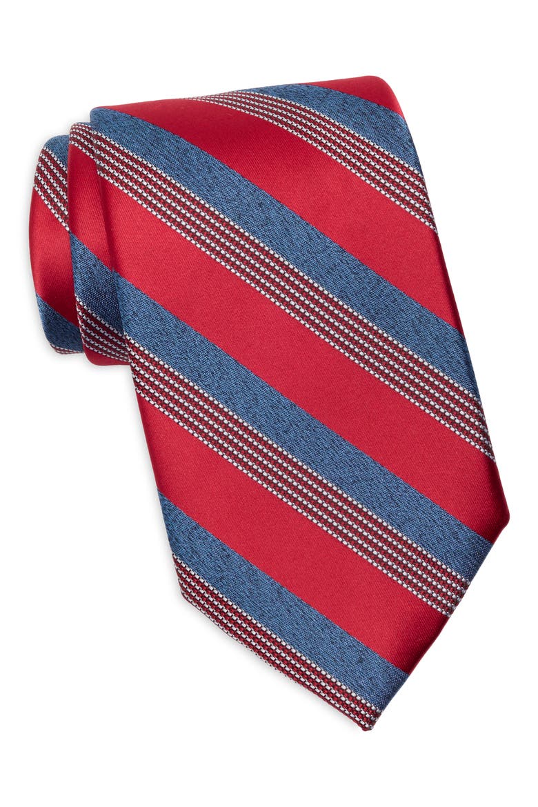 Warren Stripe Tie, Main, color, RED