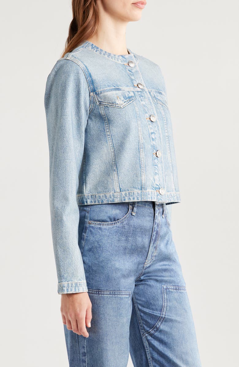 rag & bone Miramar Cora Collarless Trompe l'Oeil Faux Denim Ponte Jacket, Alternate, color,