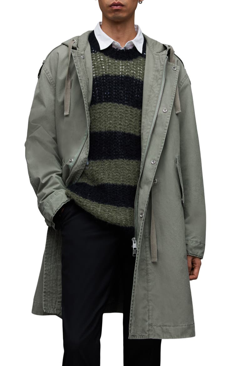 Comiso Hooded Cotton Coat, Alternate, color, OLIVE GREEN