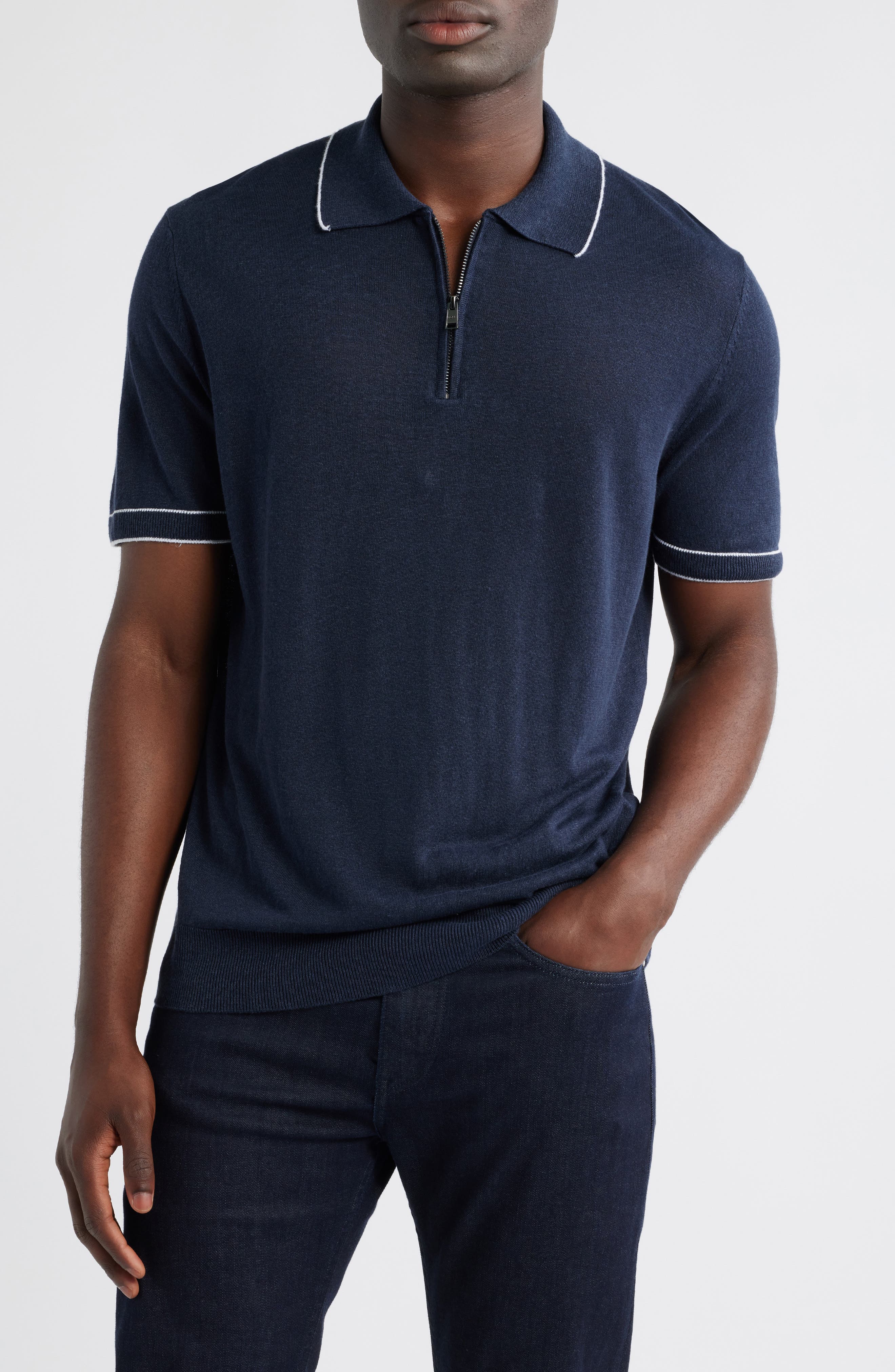 BOSS Jiovanotto Quarter Zip Polo