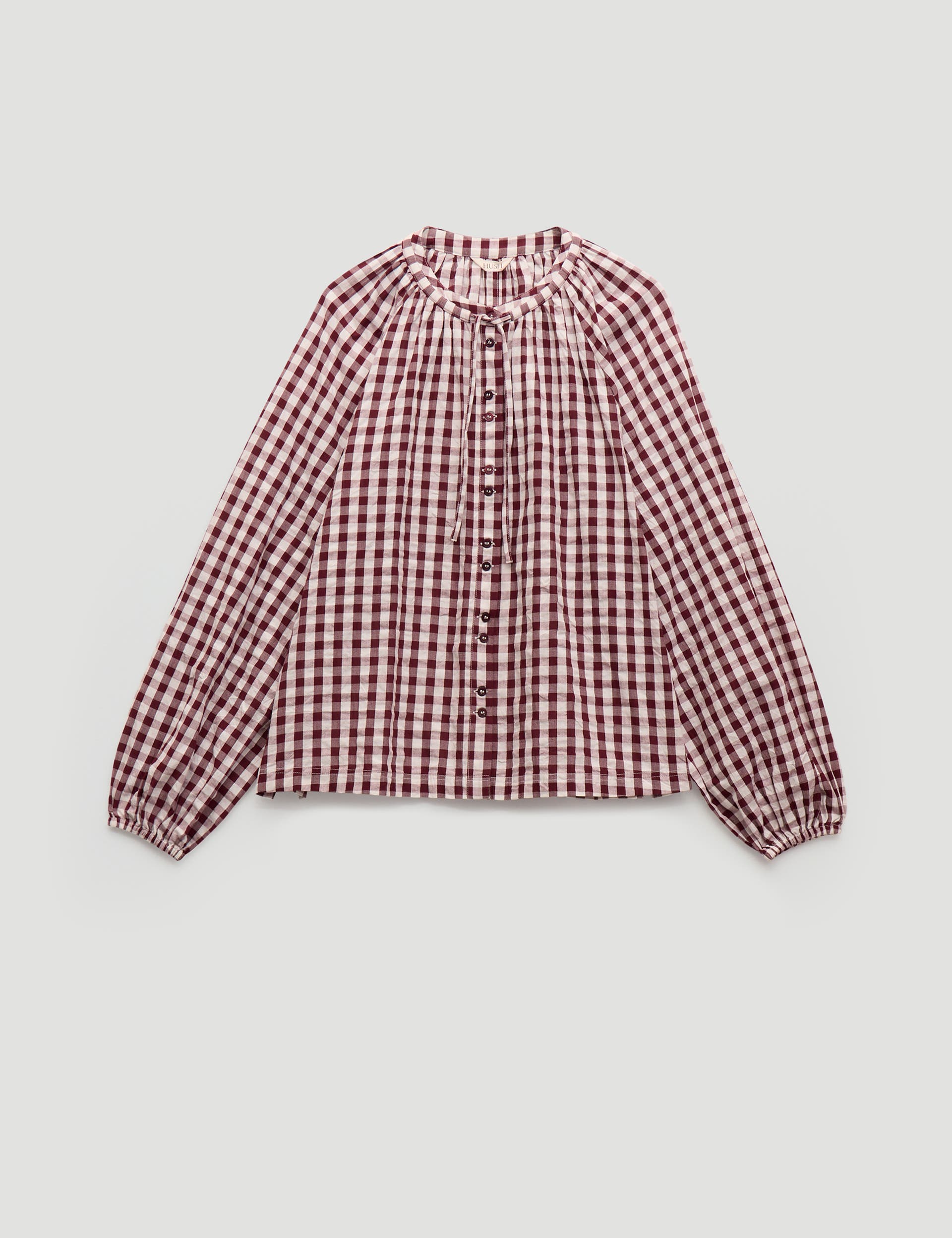 Elsa Gathered Gingham Beach Shirt - image 2