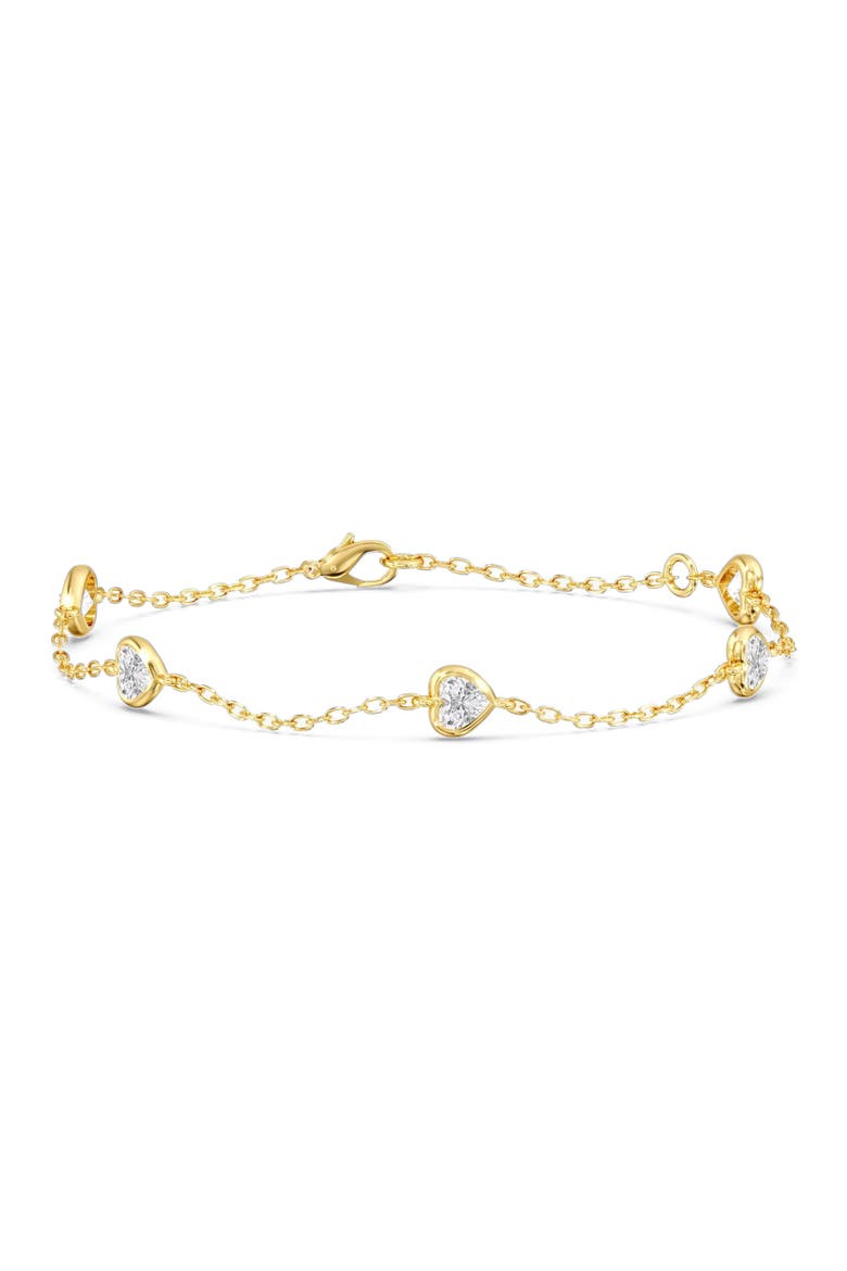 Heart Bezel Station Bracelet, Main, color, Yellow Gold