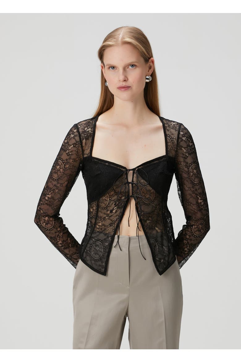 Long Sleeve Black Lace Top, Alternate, color, BLACK