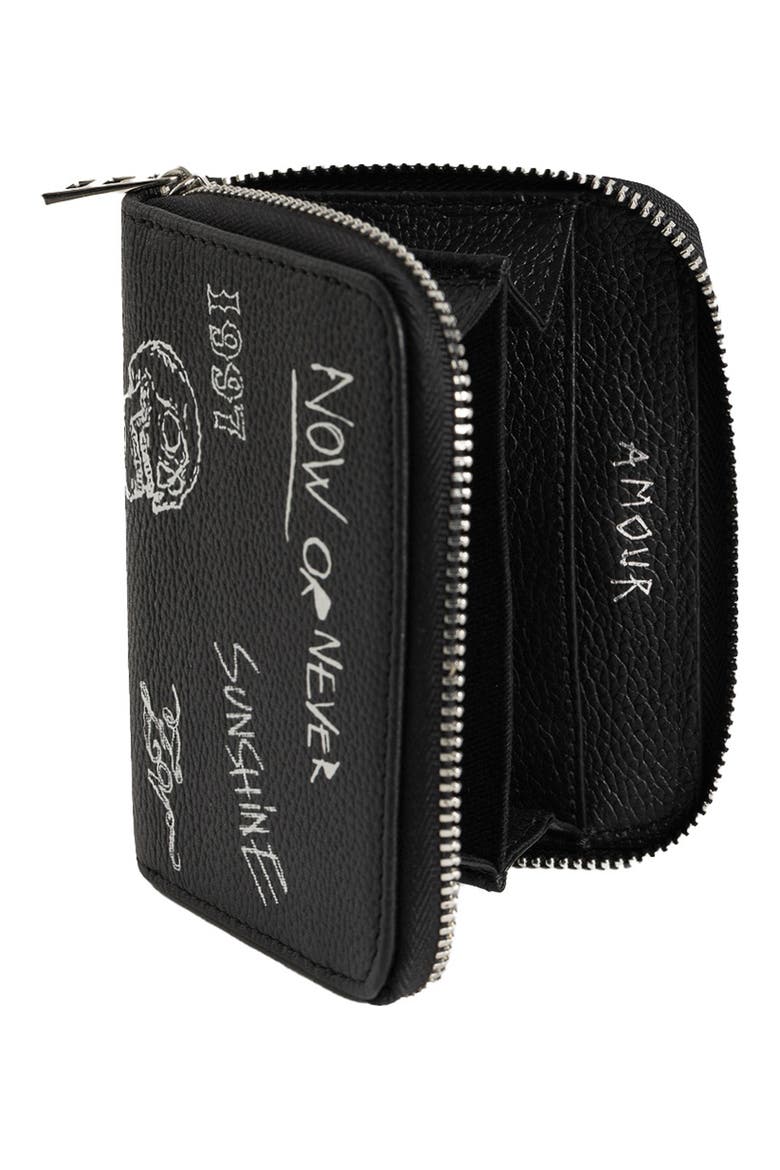Mini ZV Arty Tag Leather Zip Around Wallet, Alternate, color, BLACK