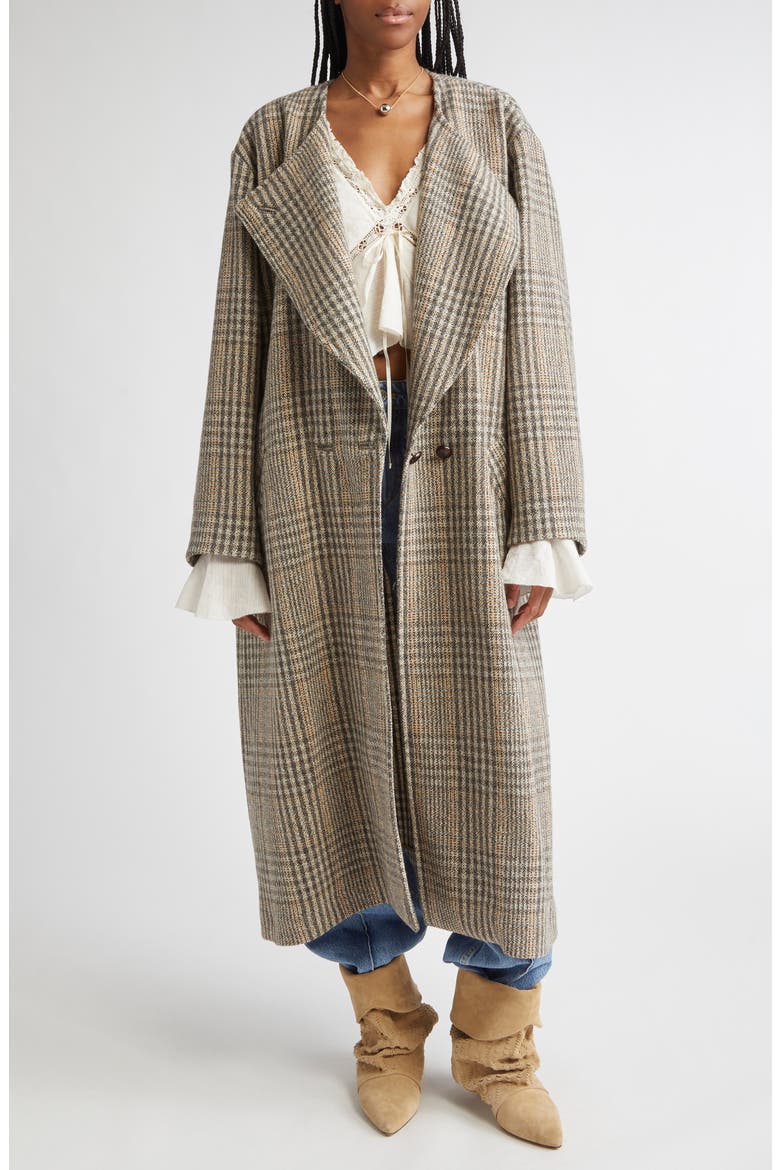 Renee Plaid Virgin Wool Coat, Main, color, BEIGE