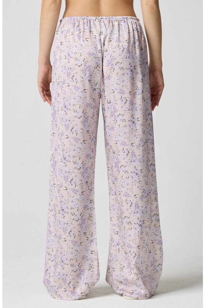 Drawstring Waist Satin Pajama Pants, Alternate, color, LAVENDER BOUQUET