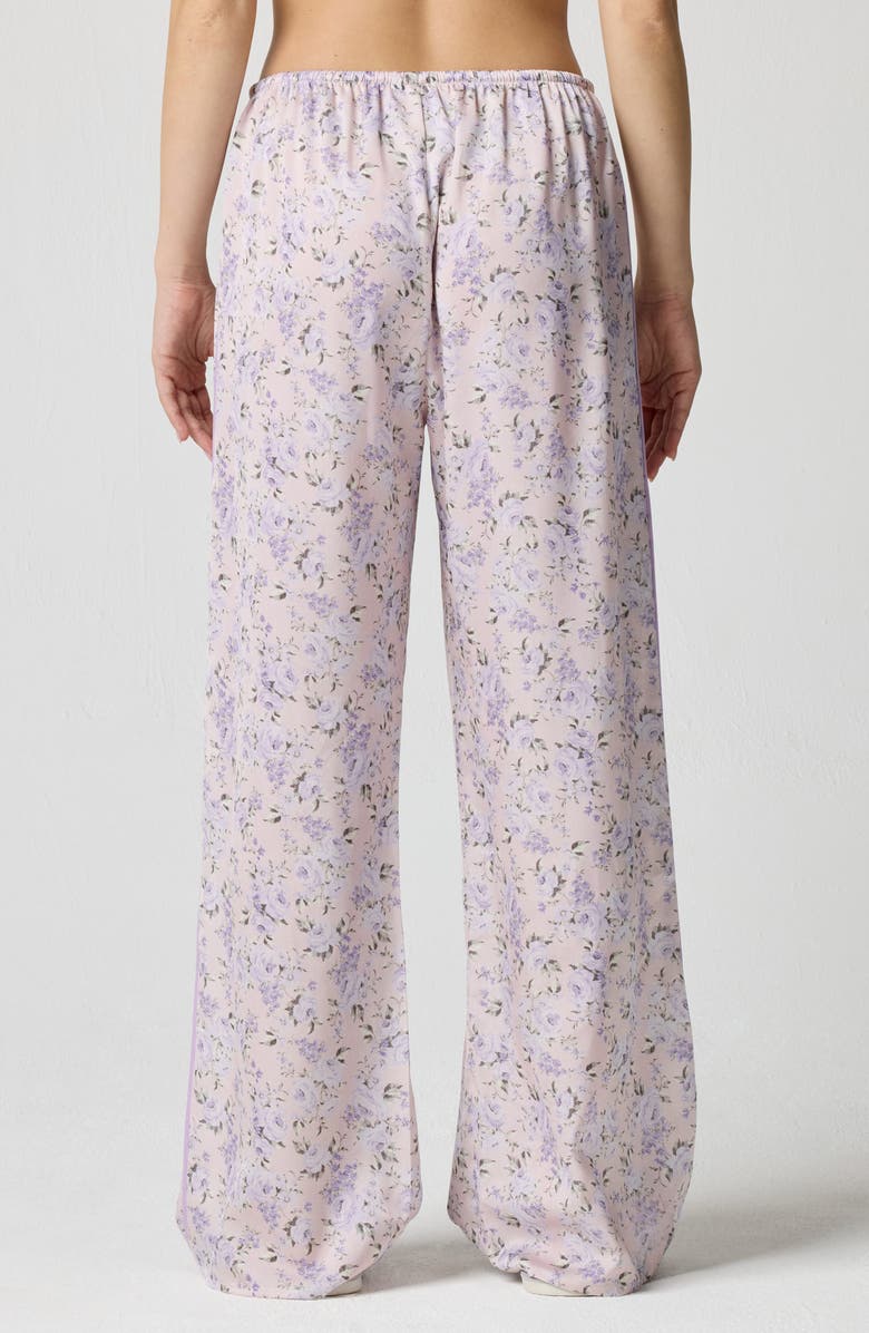 Florence by Mills Drawstring Waist Satin Pajama Pants, Alternate, color, Lavender Bouquet