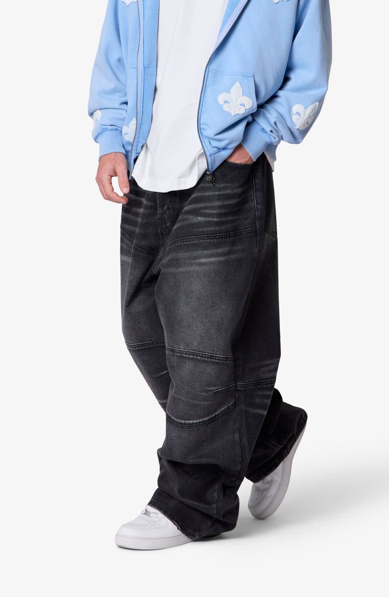 mnml Mega Baggy Waxed Denim Jeans, Alternate, color, 