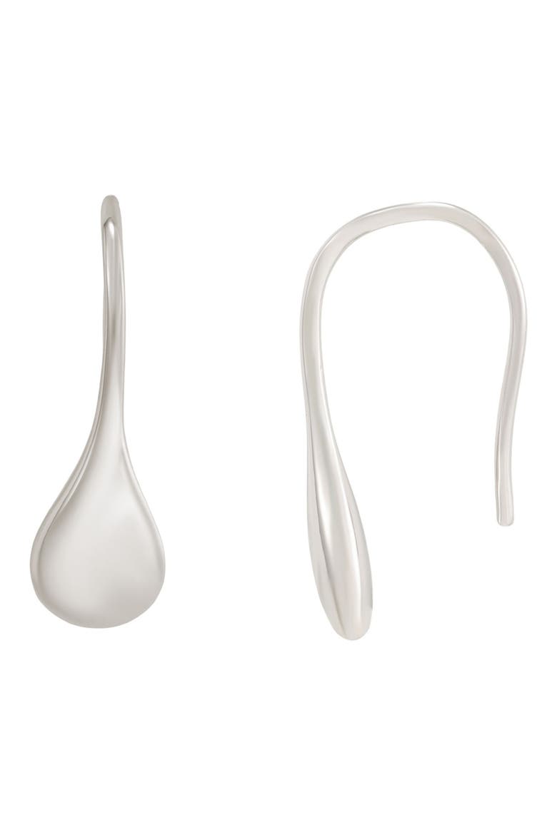 Silver Plated Teardrop Threader Earrings, Main, color, SILVER
