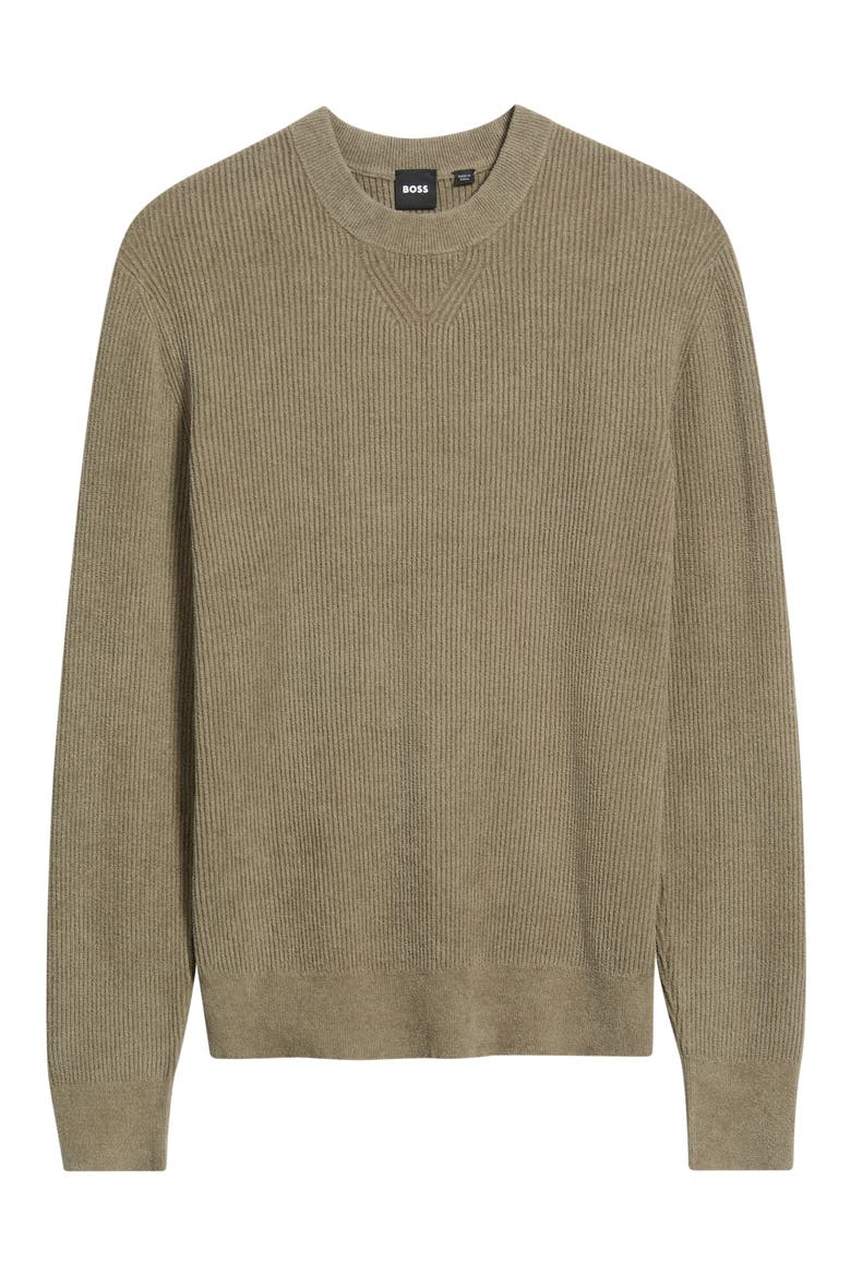 Horso Ribbed Crewneck Sweater, Alternate, color, OPEN BROWN