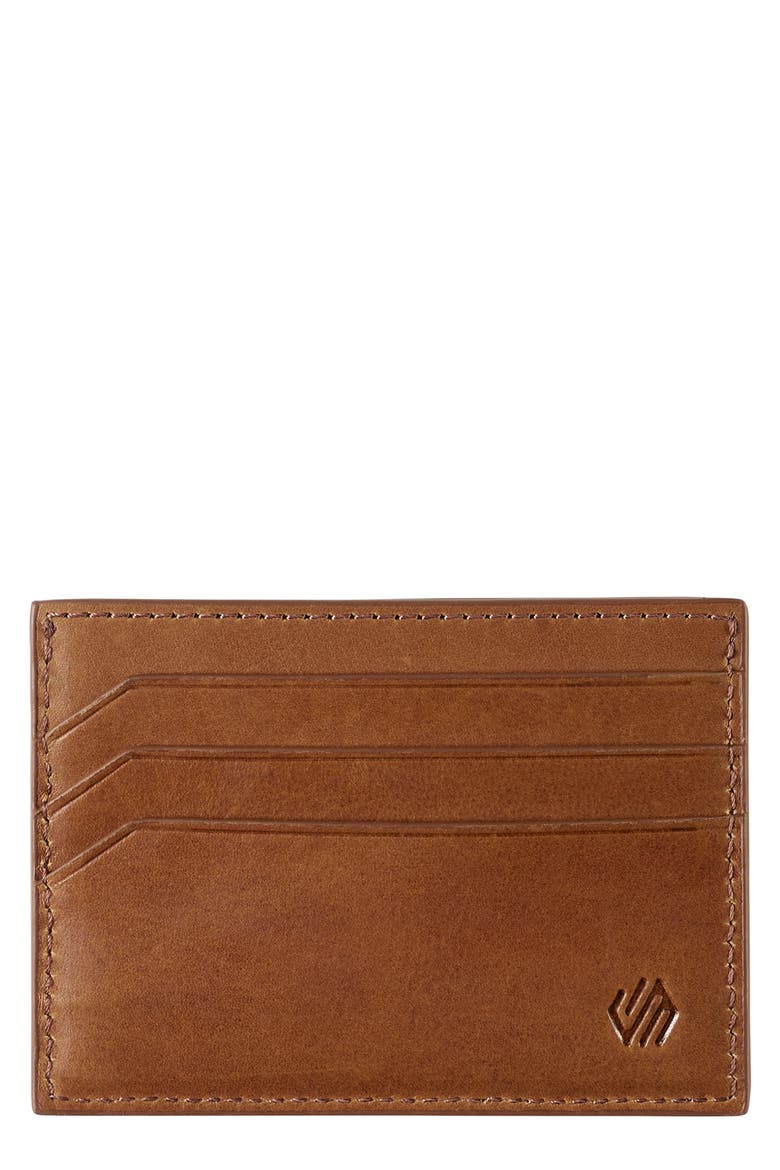 Rhodes Weekend Leather Card Case, Main, color, TAN FULL GRAIN