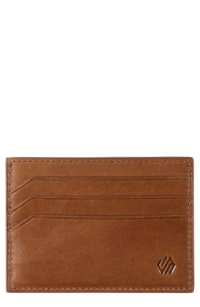 Johnston & Murphy Rhodes Weekend Leather Card Case, Main, color, Tan Full Grain