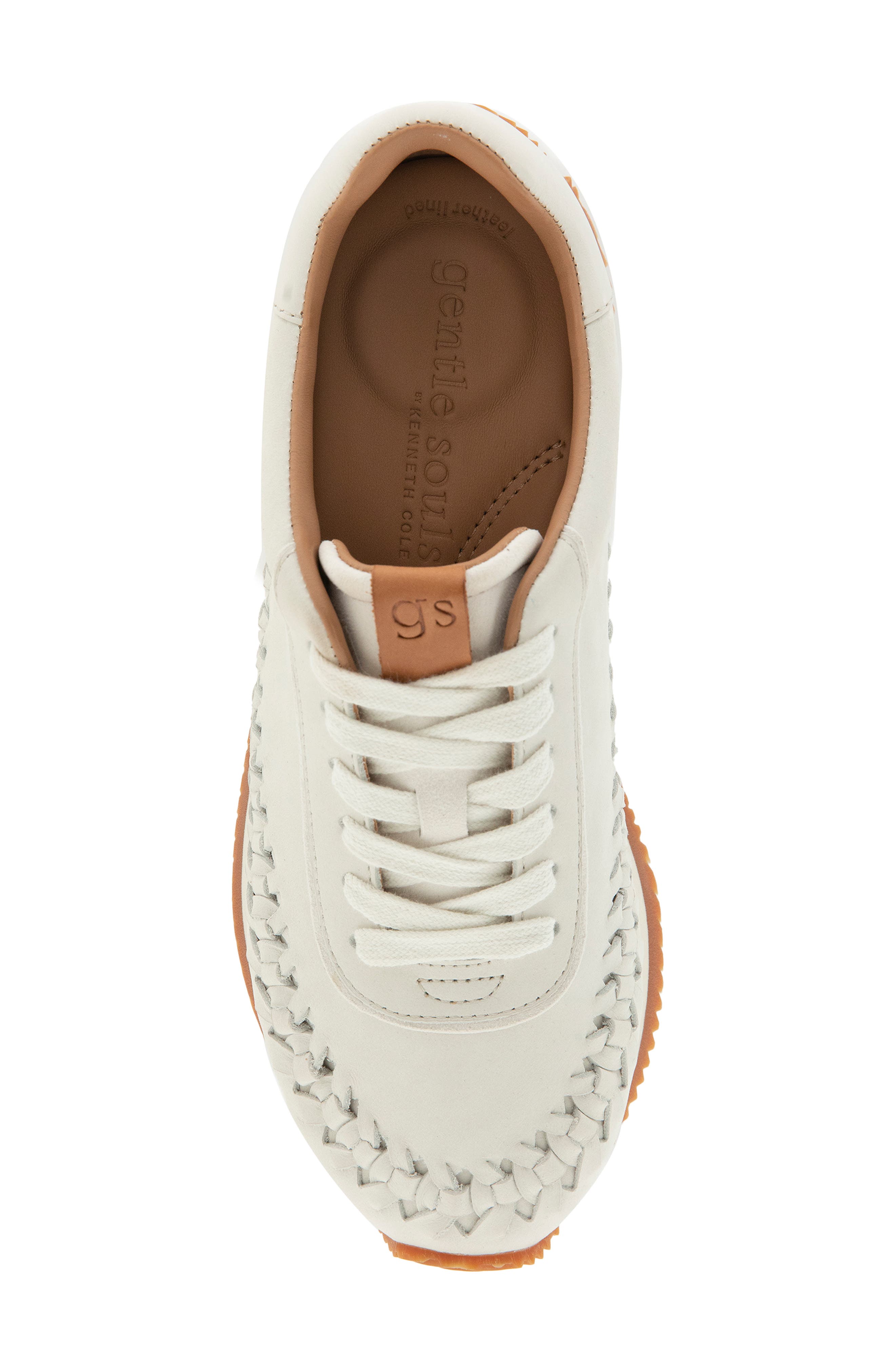 Jolena Woven Detail Sneaker, Alternate, color, WHITE LEATHER