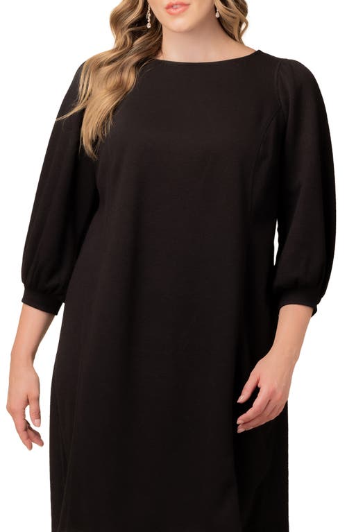 Kiyonna Madison Long Sleeve Sweater Dress In Black