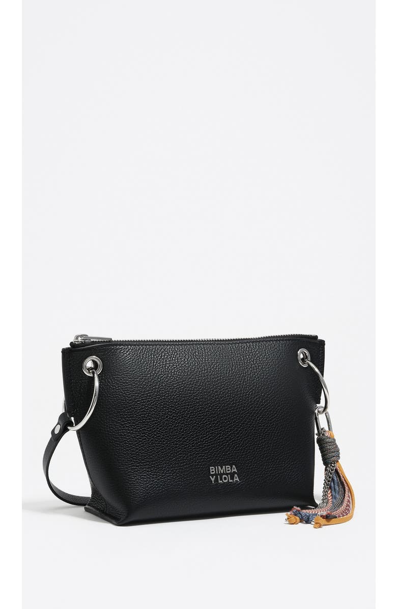 Bimba y Lola Leather Medium Trapezium Bag, Main, color, Black
