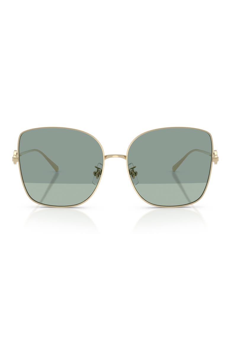 60mm Oversize Butterfly Sunglasses, Main, color, GOLD / SHARP TINTED GREEN