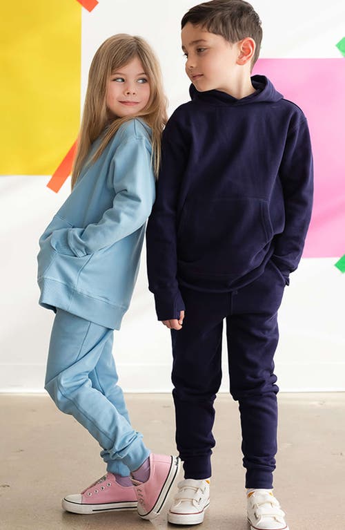 Shop Mightly Organic Cotton Pullover Pocket Hoodie In Chambray
