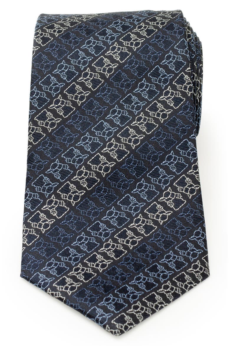 Grogu Outline Stripe Silk Blend Tie, Alternate, color, NAVY