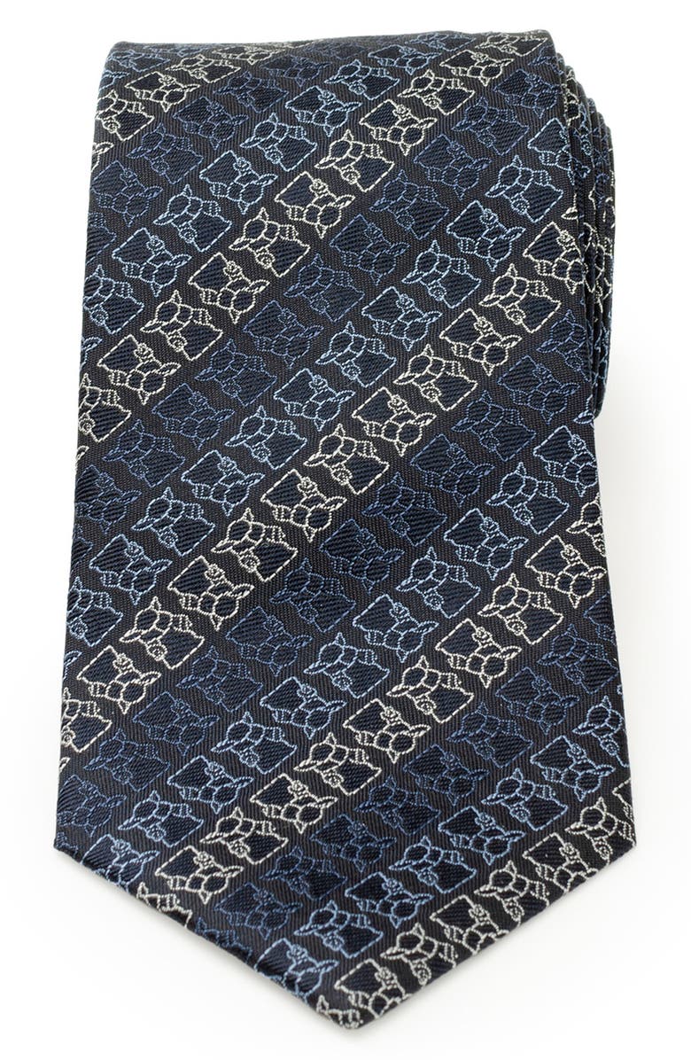 Cufflinks, Inc. Grogu Outline Stripe Silk Blend Tie, Alternate, color, Navy